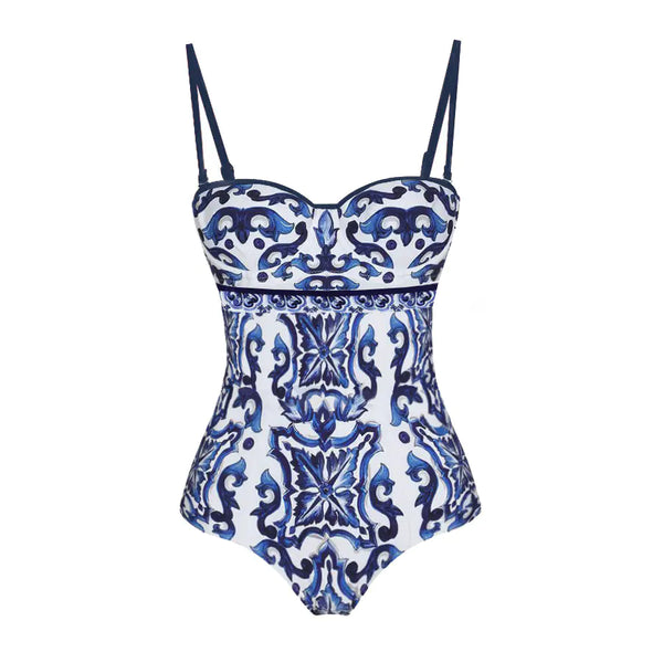 Women's Floral Print One-Piece Swimsuit Set