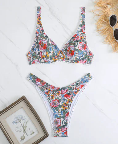 Sexy Floral Print Push-Up Bikini Set for Women