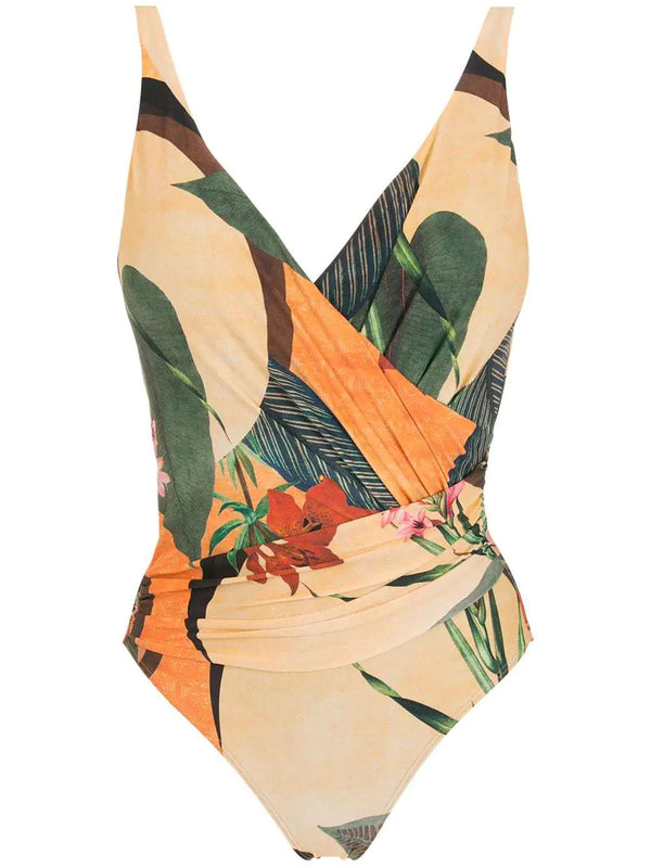 Backless Swimsuit with Chiffon Beach Skirt