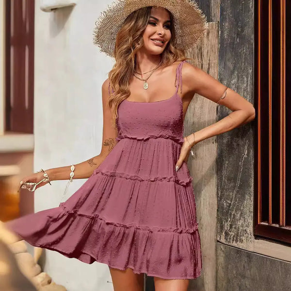 Women's Floral Dot Beach Vacation Dress